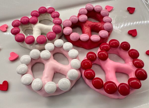 12-Valentine Chocolate Covered Pretzel Hearts With M&M’s For Valentine’s Day/Valentines Day Gift/Special Occasion/Anniversary Gift - Image 3