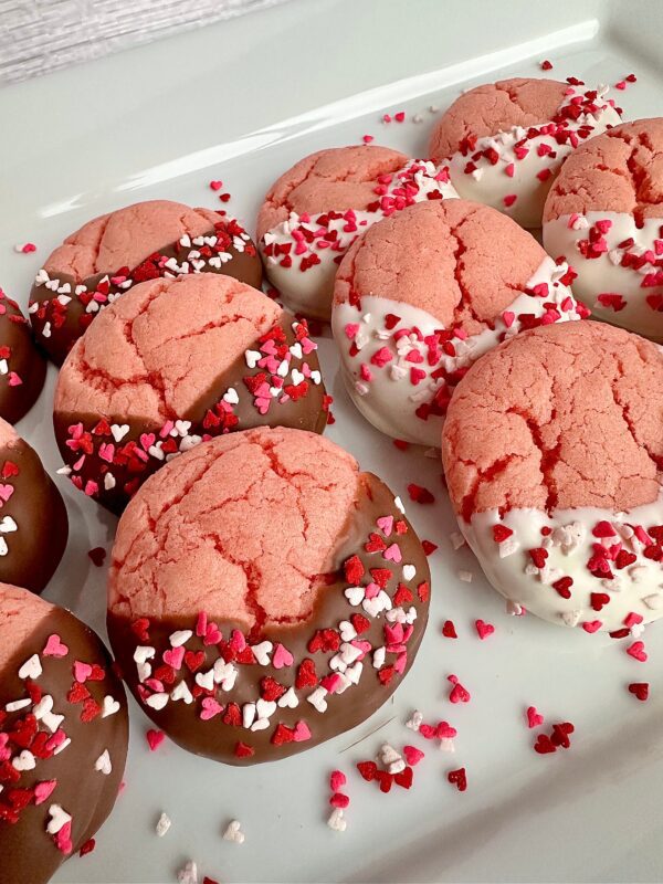 1 Dozen Chocolate Dipped Strawberry Cookies For Valentine Party Favors/Valentine Gift/Party Favors - Image 3