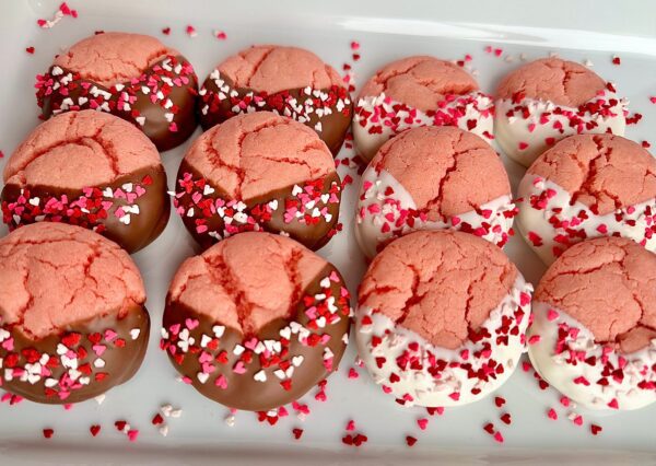 1 Dozen Chocolate Dipped Strawberry Cookies For Valentine Party Favors/Valentine Gift/Party Favors - Image 4