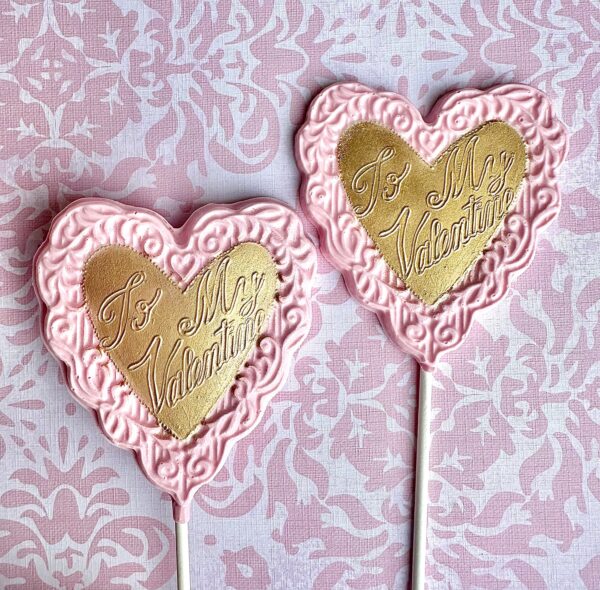 12-Chocolate Lace Heart Lollipops For Valentine’s Day/Party Favors/Valentines Day Gift/Anniversary Gift