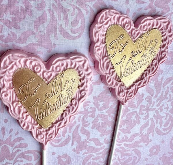 12-Chocolate Lace Heart Lollipops For Valentine’s Day/Party Favors/Valentines Day Gift/Anniversary Gift - Image 3