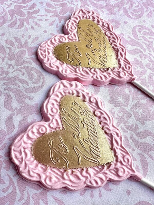 12-Chocolate Lace Heart Lollipops For Valentine’s Day/Party Favors/Valentines Day Gift/Anniversary Gift - Image 4
