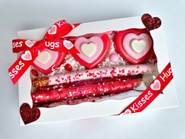 3 Heart Chocolate Covered Oreo and Pretzel Rod Treat Gift Box For Anniversary Gift/Sweetheart Gift/Valentine’s Day Gift Box - Image 7
