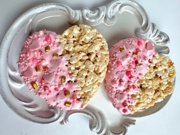 12-Rice Krispie Treat Hearts For Valentines Day Party/Valentine Gift/Party Favors/Heart Themed Party/Birthday Party/Sweetheart Gift