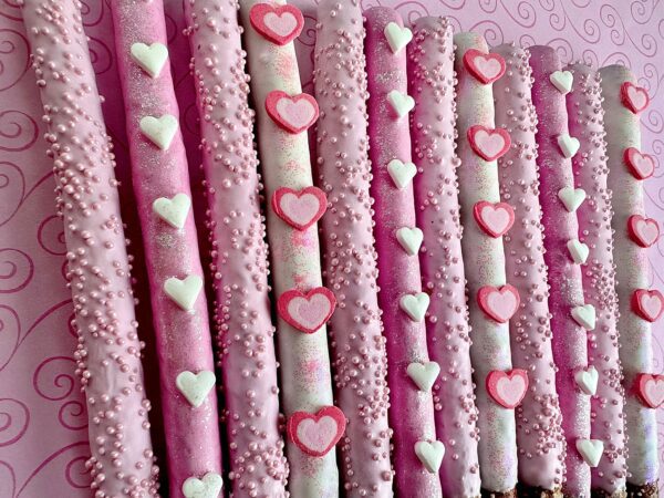 12-Pink Heart Chocolate Covered Pretzels With Hearts/For Valentine’s Day/ Valentine Gift/Anniversary Gift/Just Because Gift - Image 3