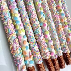 12-Easter White Chocolate Covered Pretzels/For Easter Gift/Easter Basket Treats/Easter Chocolate