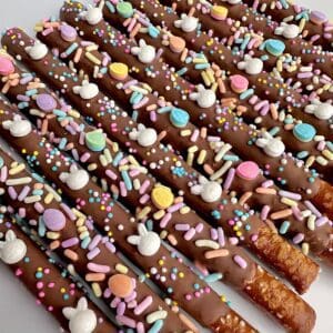 12-Easter Milk Chocolate Covered Pretzels/For Easter Gift/Easter Basket Treats/Easter Chocolate