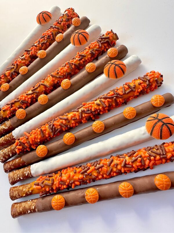 12-Basketball Themed Chocolate Covered Pretzel Rods For Basketball Party/Basketball Game/Basketball Fan/Party Favors - Image 6