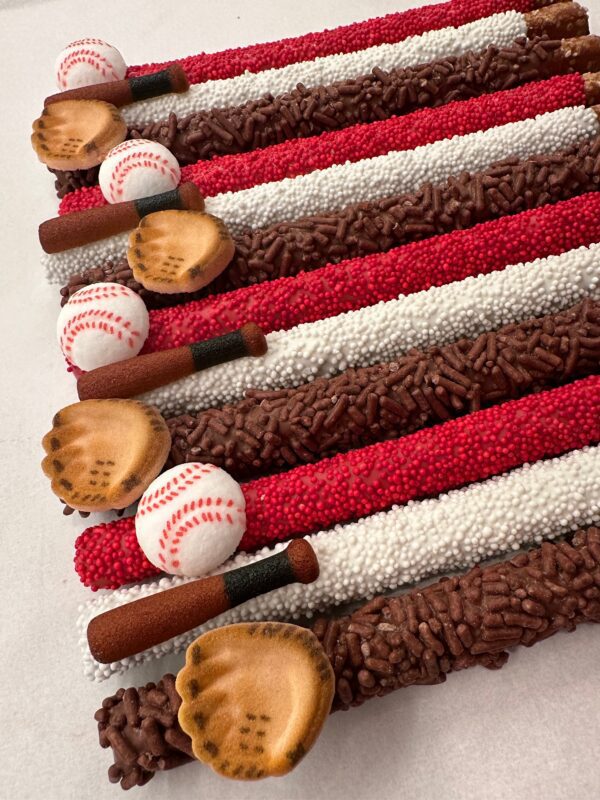 12-Baseball Themed Chocolate Covered Pretzel Rods For Baseball Party/Baseball Game/Baseball Fan/Party Favors - Image 5