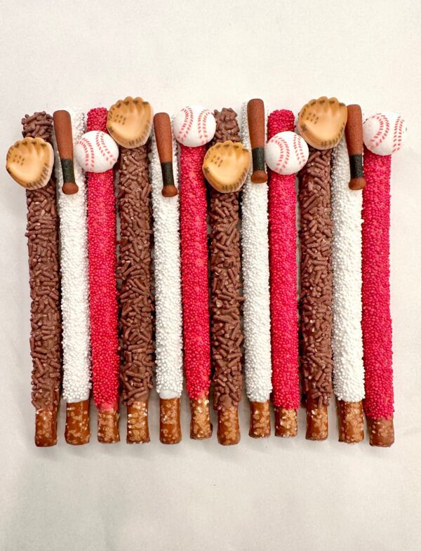 12-Baseball Themed Chocolate Covered Pretzel Rods For Baseball Party/Baseball Game/Baseball Fan/Party Favors - Image 6