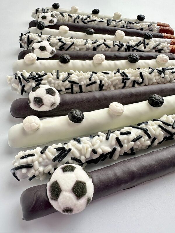 12-Soccer Themed Chocolate Covered Pretzel Rods For Soccer Party/Soccer Game/Soccer Fan/Party Favors - Image 3