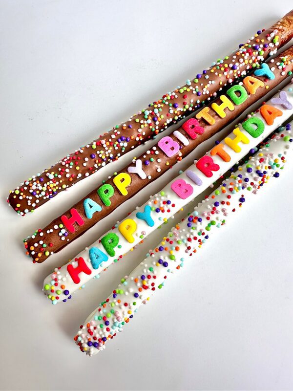 12-HAPPY BIRTHDAY Chocolate Covered Pretzel Rods For Birthday Party/Birthday Favors/Party Favors - Image 3