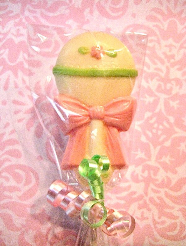 12-Sweet White Chocolate Baby Rattle Lollipop Favors For Girl/Boy Baby Shower - Image 4