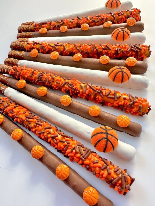 12-Basketball Themed Chocolate Covered Pretzel Rods For Basketball Party/Basketball Game/Basketball Fan/Party Favors - Image 4
