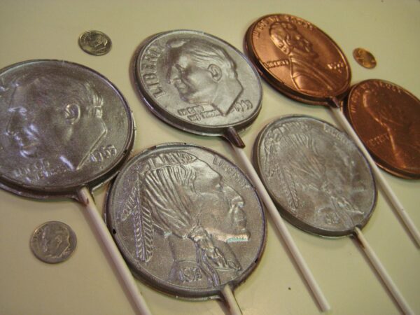 12-Chocolate Coin Lollipops For Birthday Party/Party Favors - Image 2