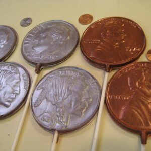12-Chocolate Coin Lollipops For Birthday Party/Party Favors