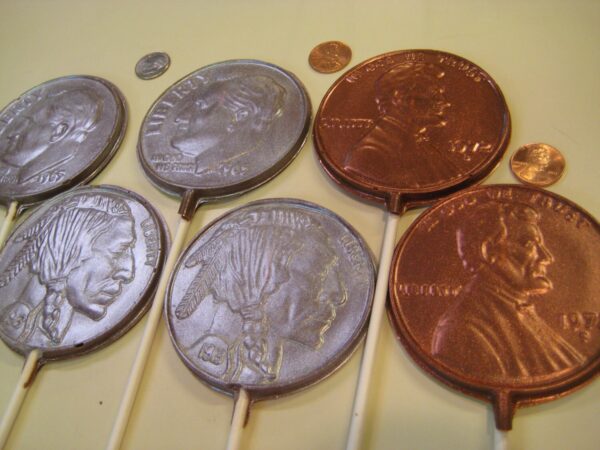 12-Chocolate Coin Lollipops For Birthday Party/Party Favors