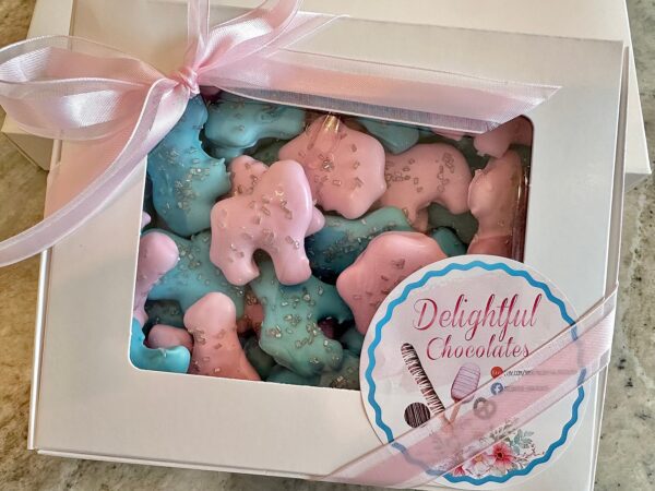 Chocolate Covered Animal Crackers in Pastel Pink and Blue For Baby Shower/Birthday/Mothers Day - Image 2