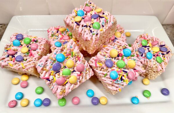 12-Extra Thick Rice Krispie Treat Squares For Birthday Party/Sweetheart Gift/Sweet Sixteen/Party Favors