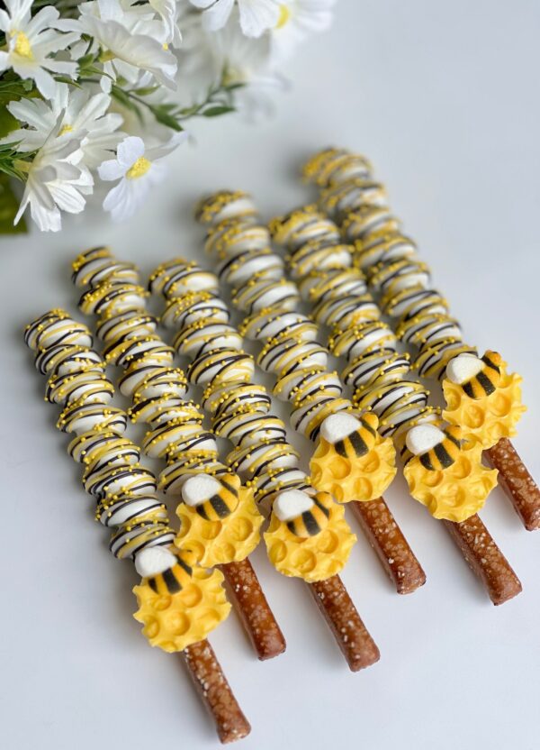 12-Bumble Bee Chocolate Covered Caramel Pretzels For Wedding/Wedding Shower/Birthday/Baby Shower/Party Favors - Image 2