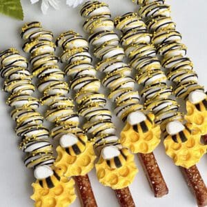 12-Bumble Bee Chocolate Covered Caramel Pretzels For Wedding/Wedding Shower/Birthday/Baby Shower/Party Favors