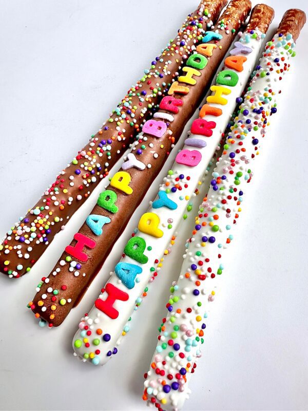 12-HAPPY BIRTHDAY Chocolate Covered Pretzel Rods For Birthday Party/Birthday Favors/Party Favors - Image 2