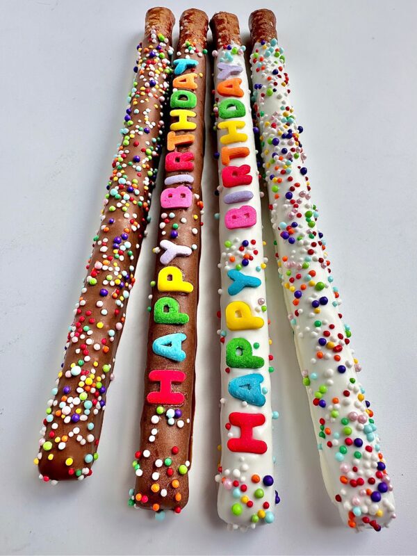 12-HAPPY BIRTHDAY Chocolate Covered Pretzel Rods For Birthday Party/Birthday Favors/Party Favors - Image 4