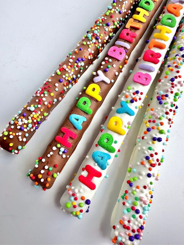 12-HAPPY BIRTHDAY Chocolate Covered Pretzel Rods For Birthday Party/Birthday Favors/Party Favors - Image 5