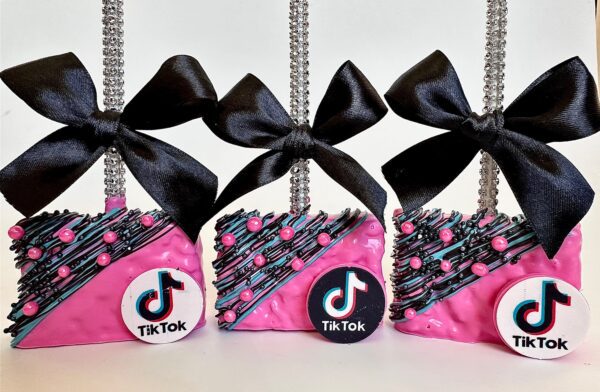 12-TikTok Themed Chocolate Covered Rice Krispie Treats For Birthday Party/Party Favors/Tik Tok party