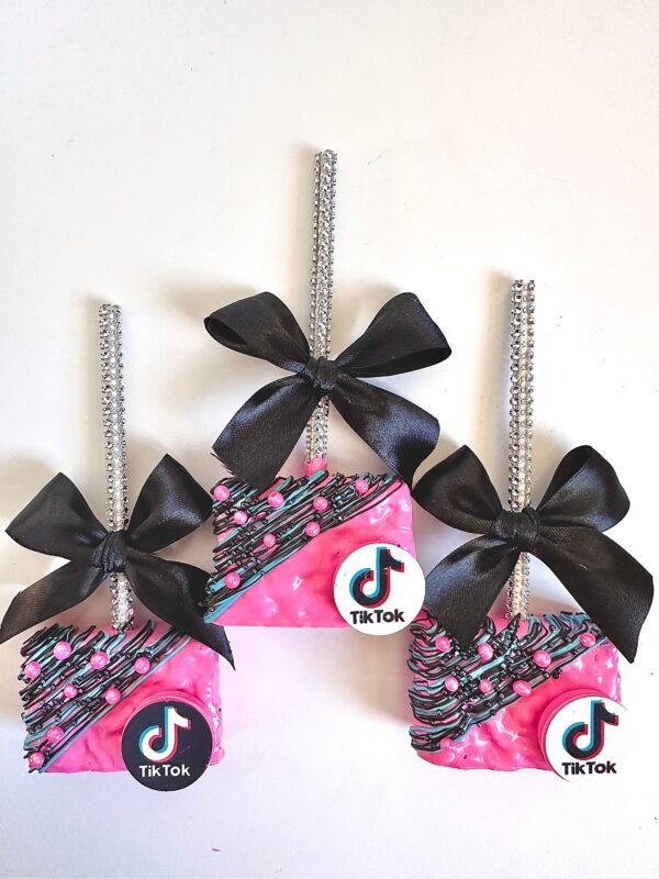 12-TikTok Themed Chocolate Covered Rice Krispie Treats For Birthday Party/Party Favors/Tik Tok party - Image 3