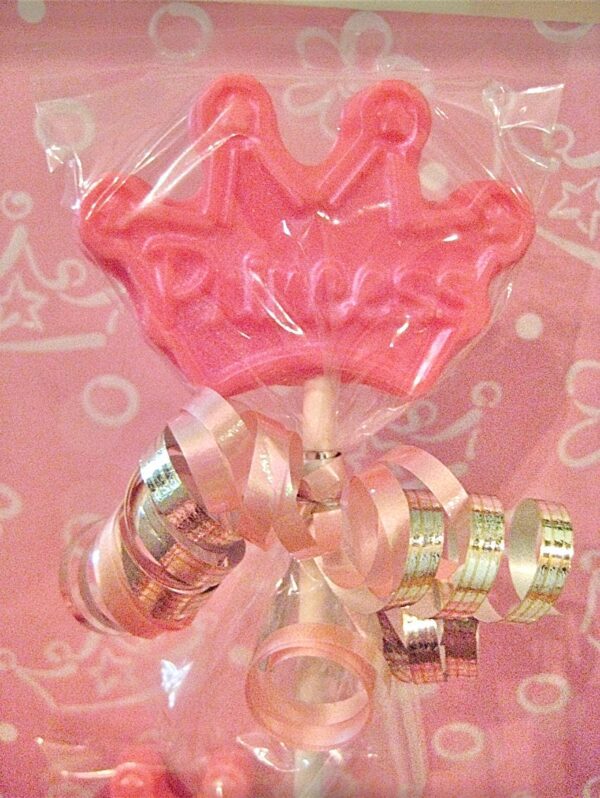 12-Shimmery White Chocolate Princess Crown Lollipop Favors - Image 5