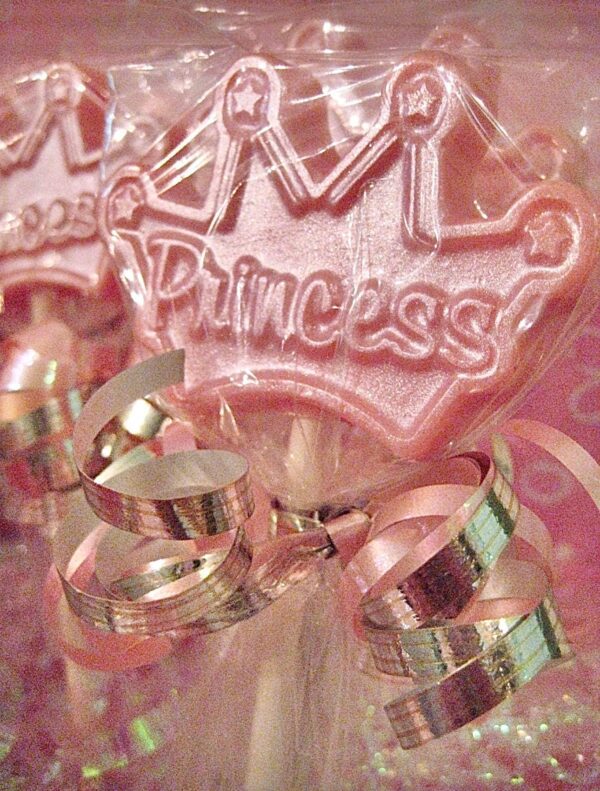 12-Shimmery White Chocolate Princess Crown Lollipop Favors - Image 6