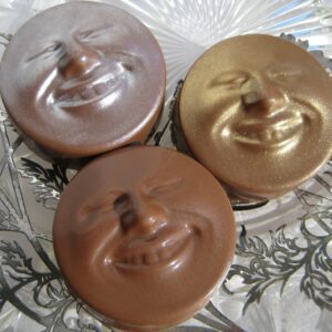 12-Milk Chocolate Happy Face Chocolate Covered Oreo Favors With Metallic Finish For Any Occasion