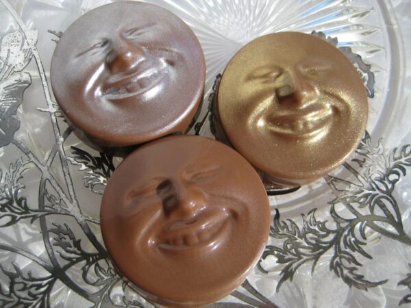 12-Milk Chocolate Happy Face Chocolate Covered Oreo Favors With Metallic Finish For Any Occasion
