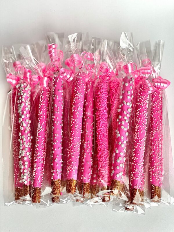 12-Hot Pink Chocolate Covered Pretzels - Image 6