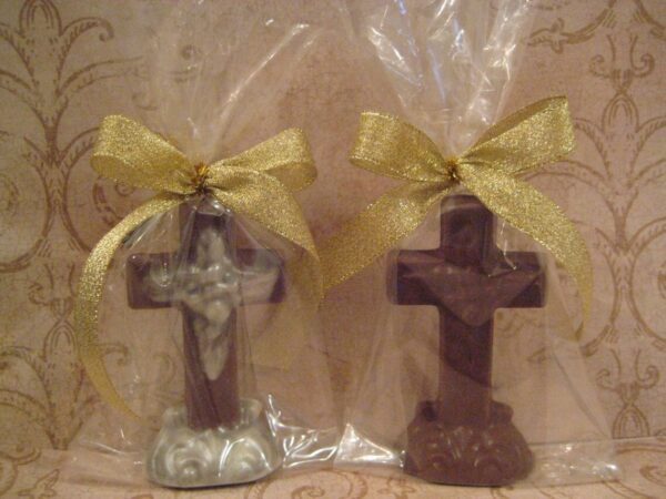 12-Small Standing Chocolate Crosses For Communion Favors/Confirmation Favors/Easter Basket Treats - Image 2