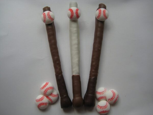 12-Baseball Bat Chocolate Covered Pretzel Rods