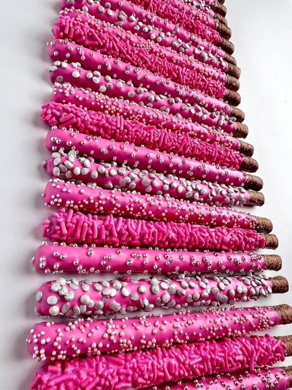 12-Hot Pink Chocolate Covered Pretzels - Image 5