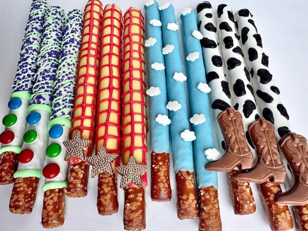 12-Toy Story Themed Chocolate Covered Pretzels For Birthday Party/Buzz Lightyear/Woody/Party Favor