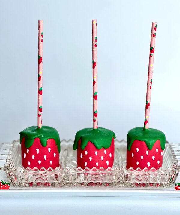 12-Strawberry Jumbo Marshmallow Pops For Birthday Party/Party Favors/Baby Shower/Picnic