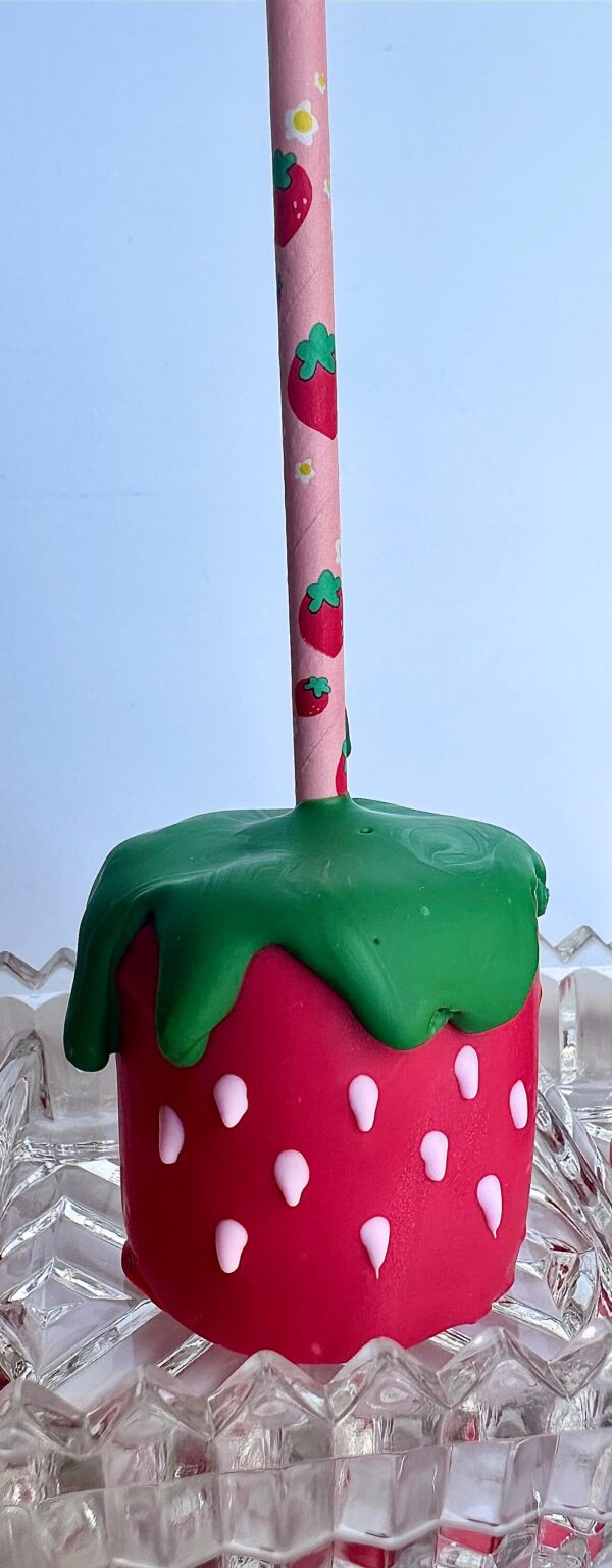 12-Strawberry Jumbo Marshmallow Pops For Birthday Party/Party Favors/Baby Shower/Picnic - Image 2