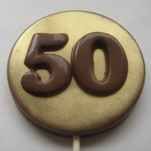 12-Gold Finish 50th Anniversary/Birthday Chocolate Lollipop