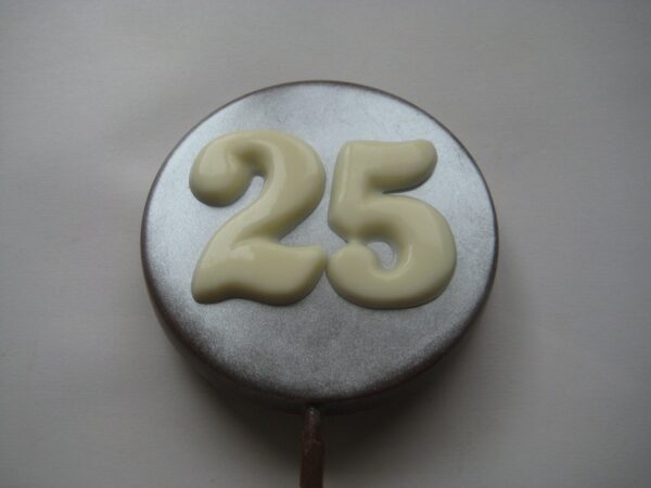 12-Silver Finish 25th Anniversary/Birthday Chocolate Lollipop - Image 5