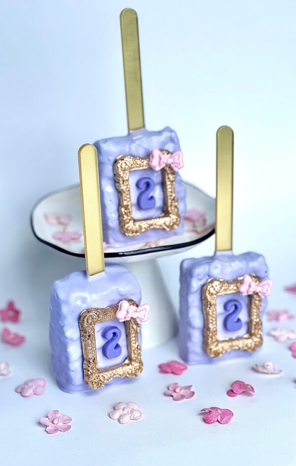 12-Lavendar Chocolate Covered Rice Krispie Treats With Birthday Age/Birthday Party/ Childrens Party/Party Favors - Image 4