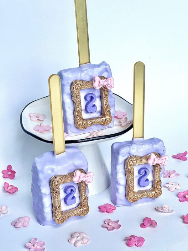 12-Lavendar Chocolate Covered Rice Krispie Treats With Birthday Age/Birthday Party/ Childrens Party/Party Favors - Image 5