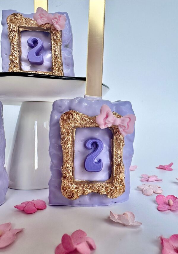 12-Lavendar Chocolate Covered Rice Krispie Treats With Birthday Age/Birthday Party/ Childrens Party/Party Favors - Image 2