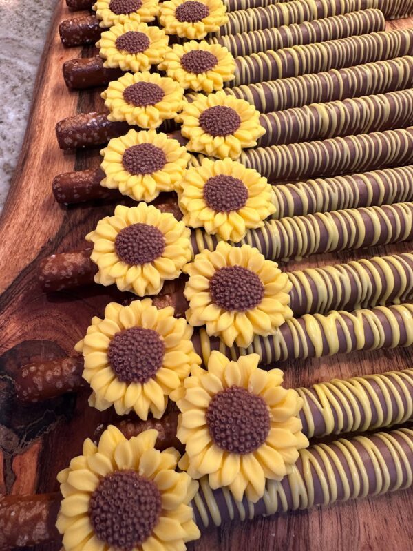 12-Milk Chocolate Covered Sunflower Pretzels For Wedding/Birthday/Shower - Image 2