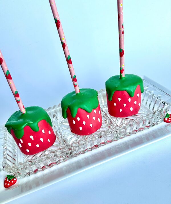 12-Strawberry Jumbo Marshmallow Pops For Birthday Party/Party Favors/Baby Shower/Picnic - Image 3