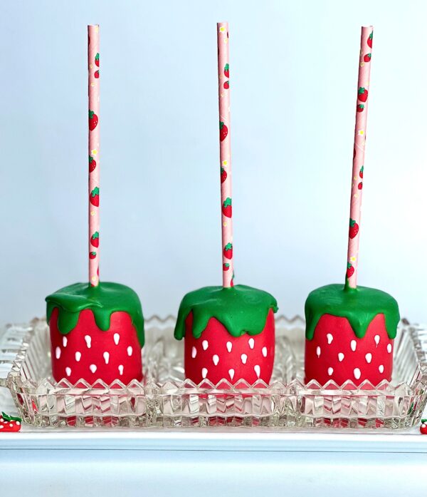 12-Strawberry Jumbo Marshmallow Pops For Birthday Party/Party Favors/Baby Shower/Picnic - Image 5