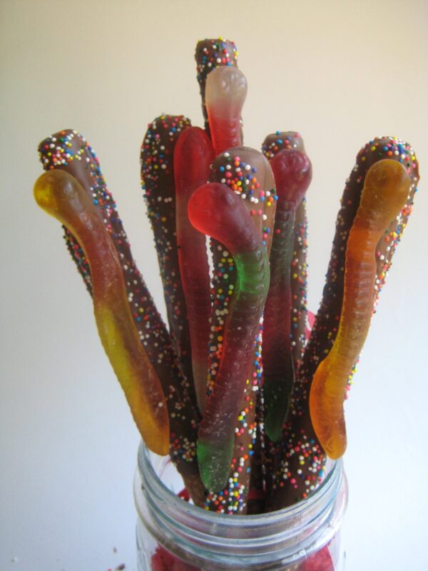 12-Gummy Worm Chocolate Covered Pretzel Rods - Image 4